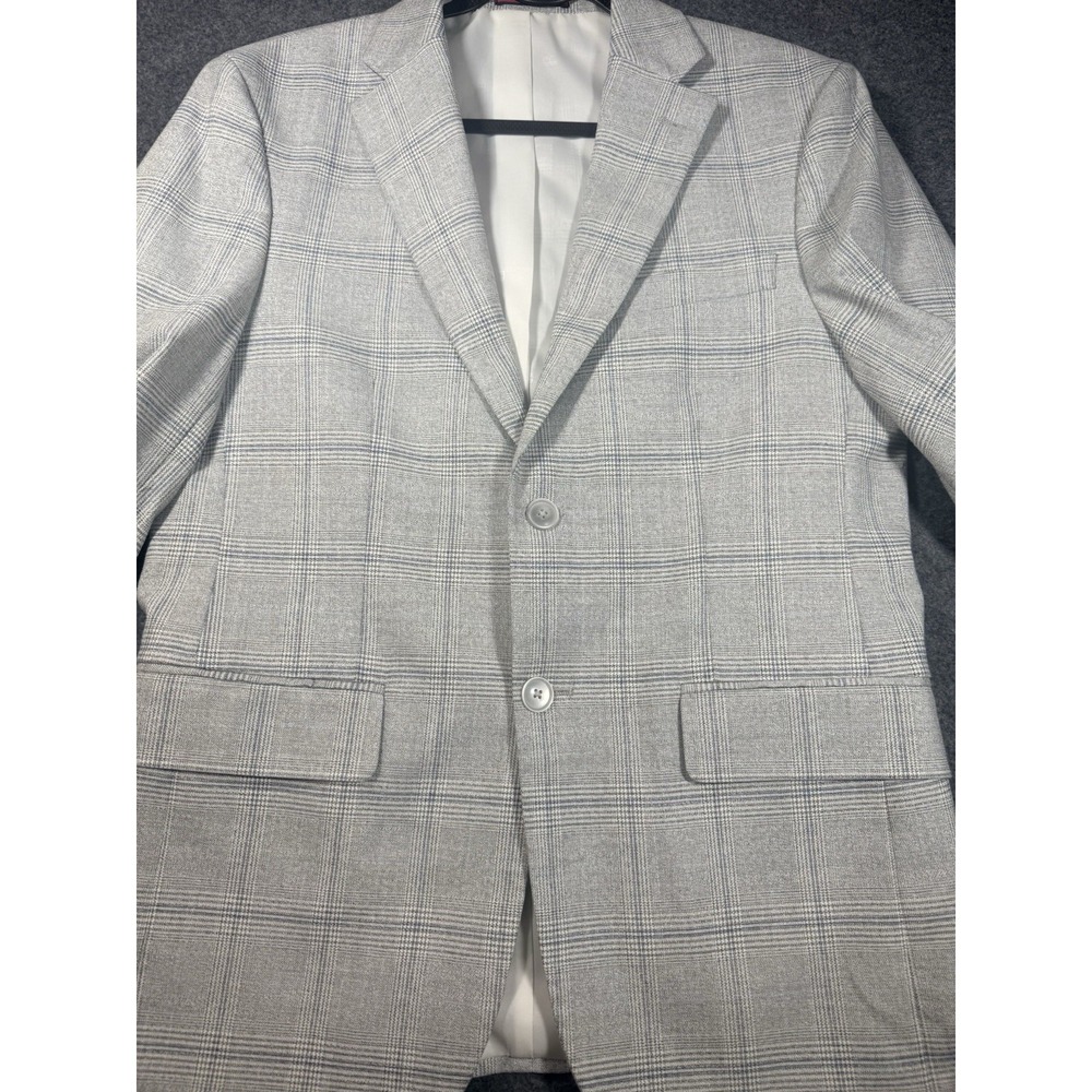 Tommy Hilfiger Men's Gray Plaid Two Button Blazer Sport Coat 36S